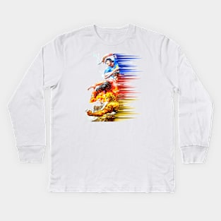 Tiger Wong Long Hu Men Dragon Heroes Attack Kids Long Sleeve T-Shirt